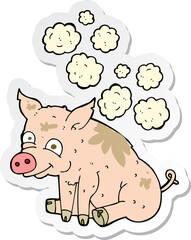 sticker of a cartoon smelly pig