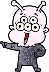 happy cartoon alien pointing