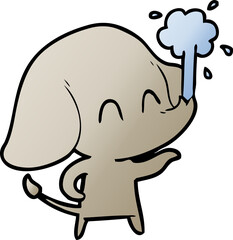 cute cartoon elephant spouting water