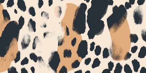 Minimal hand drawn abstract pattern with leopard skin. Collage modern print. Fashionable template for design, Generative AI
