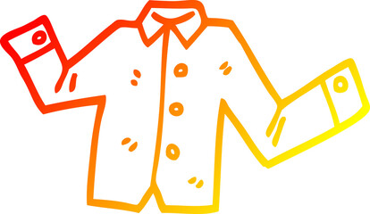 warm gradient line drawing of a cartoon casual shirt