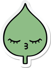 sticker of a cute cartoon expressional leaf