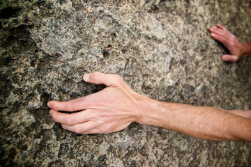 Close-up of a climber's hands