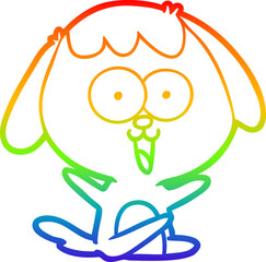 Obraz premium rainbow gradient line drawing of a cute cartoon dog