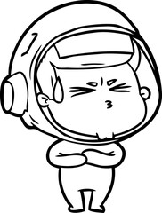 cartoon stressed astronaut