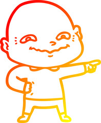 warm gradient line drawing of a cartoon creepy guy
