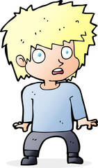 cartoon frightened boy