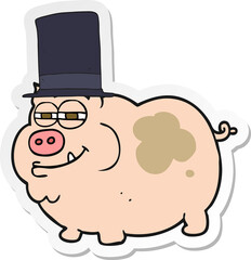 sticker of a cartoon rich pig