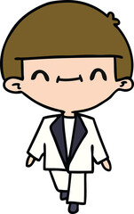 freehand drawn cartoon of cute kawaii boy in suit