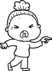 cartoon angry old woman