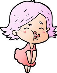 cartoon girl pulling face