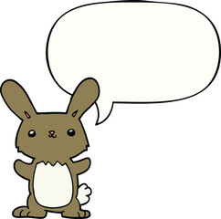 cute cartoon rabbit with speech bubble