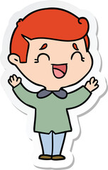sticker of a cartoon laughing man