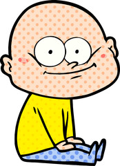 cartoon bald man staring