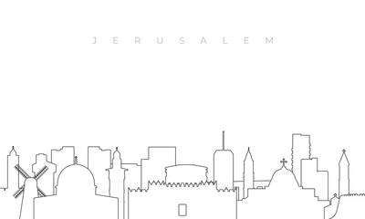 Obraz premium Outline Jerusalem skyline. Trendy template with Jerusalem buildings and landmarks in line style. Stock vector design.