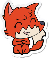 sticker of a happy cartoon fox
