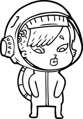 Obraz premium cartoon astronaut woman
