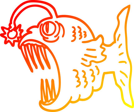 recommend clip art: warm gradient line drawing of a cartoon lantern fish