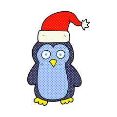 freehand drawn cartoon christmas penguin