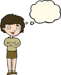 Obraz premium cartoon annoyed woman with thought bubble