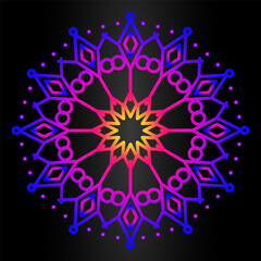 Mandala template neon line style isolated on black background vector 10 eps
