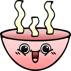 gradient shaded cartoon of a bowl of hot soup