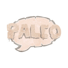 paleo freehand drawn retro cartoon sign