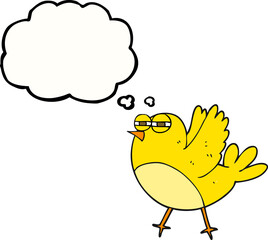 freehand drawn thought bubble cartoon bird