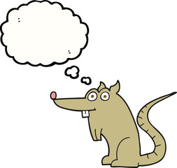 freehand drawn thought bubble cartoon rat