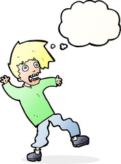Naklejka premium cartoon terrified man with thought bubble