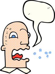freehand drawn comic book speech bubble cartoon burping man