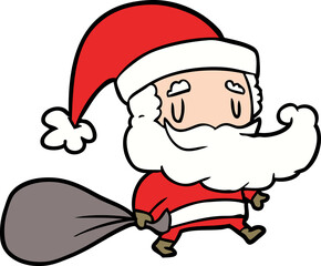 cartoon santa claus carrying sack of presents