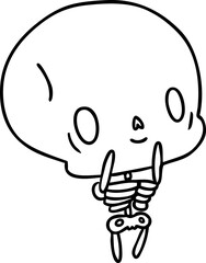 line drawing illustration kawaii cute dead skeleton