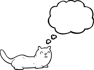 freehand drawn thought bubble cartoon cat