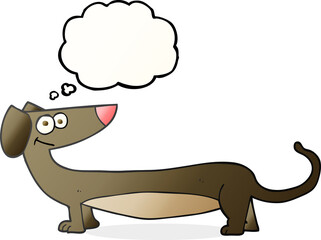 freehand drawn thought bubble cartoon dachshund