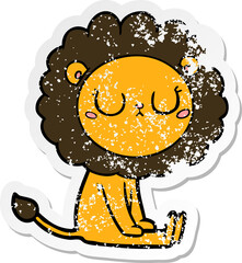 distressed sticker of a cartoon lion