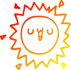 warm gradient line drawing of a cartoon sun