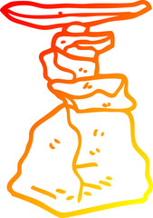 warm gradient line drawing of a cartoon stacked rocks