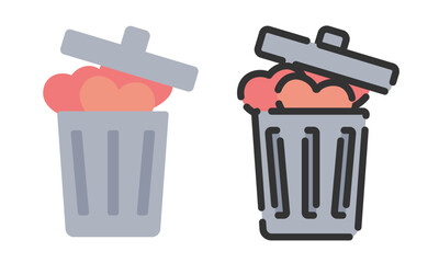 ハート　ゴミ箱