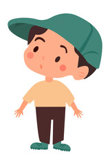 cartoon little boy wearing a cap