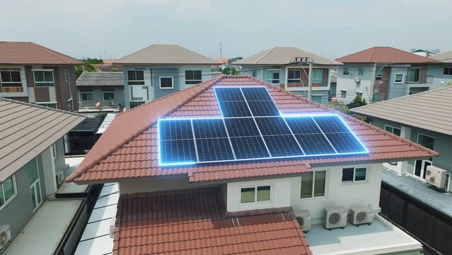Go green save the planet earth net zero low CO2 emission cost reduce. Internet of things smart home future eco friendly life with IOT panels cells grid sun light hybrid inverter electric power supply.