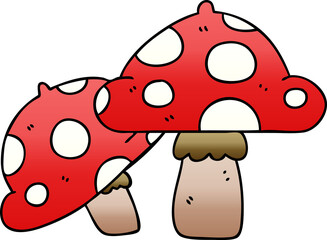 gradient shaded quirky cartoon toadstools