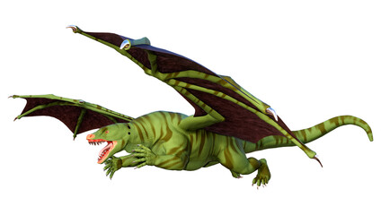 3D Rendering Fairy Tale Dragon on White