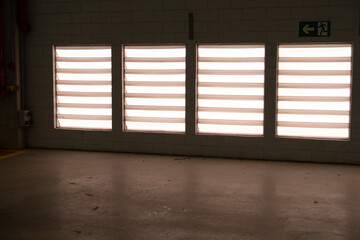 windows in an empty shed