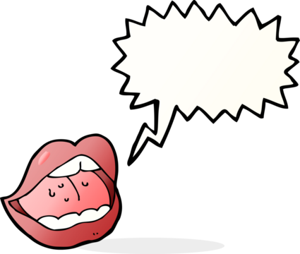 cartoon open mouth with speech bubble