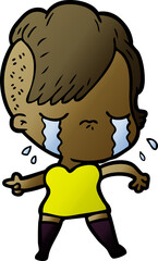 Obraz premium cartoon crying girl