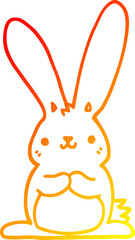warm gradient line drawing of a cartoon rabbit