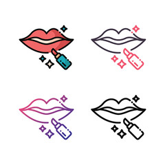Lipstick icon design in four variation color