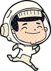 happy cartoon astronaut