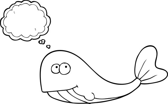 freehand drawn thought bubble cartoon whale
